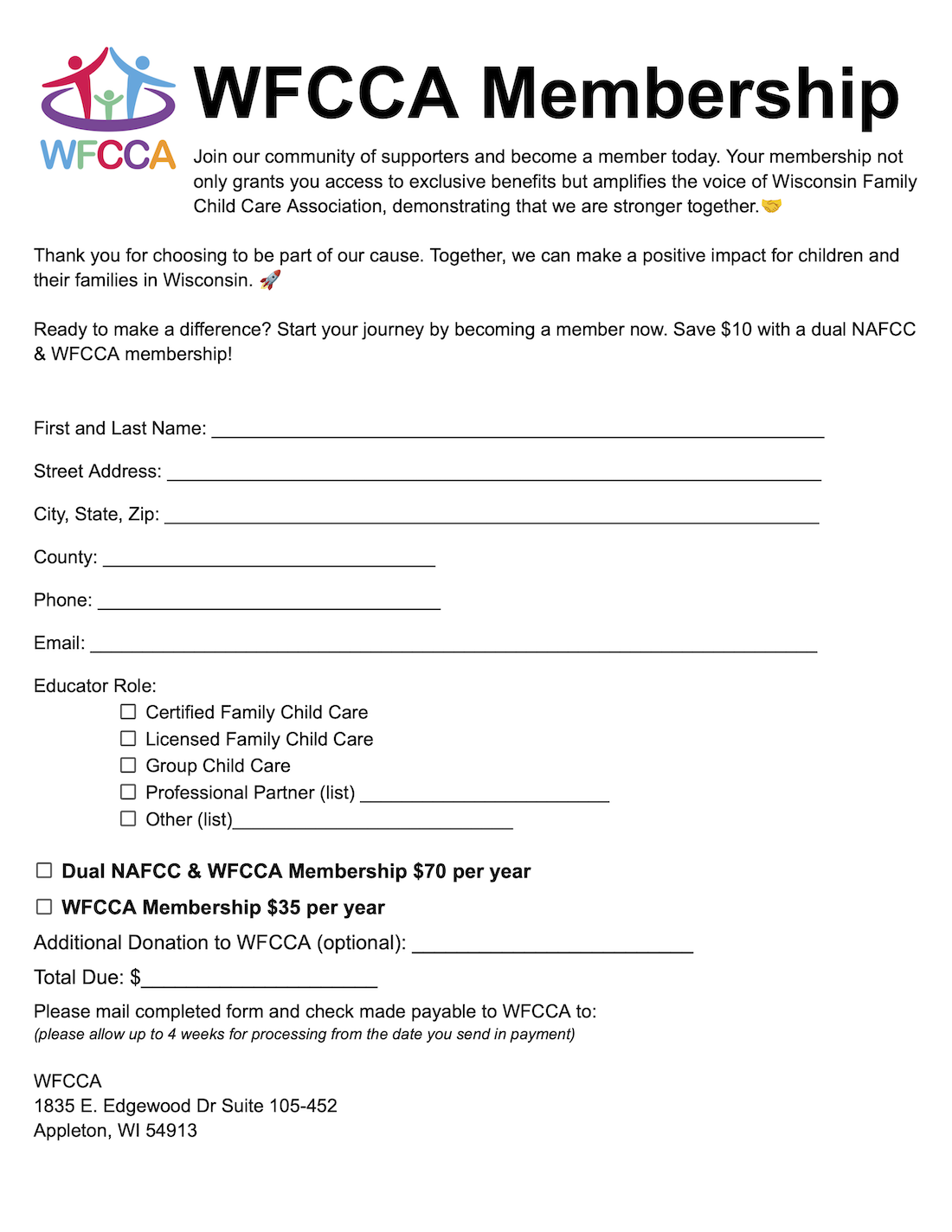 Membership form for download